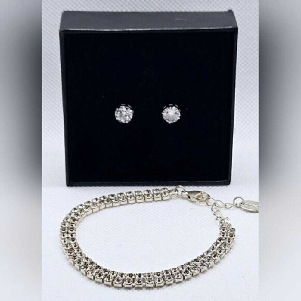 Diamond Simulants Earrings & Tennis Bracelet - Picture 2 of 7